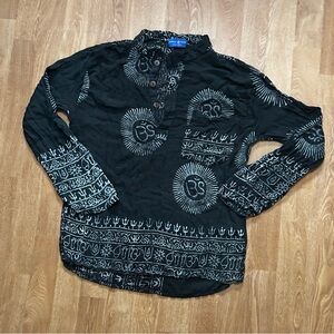 Women's boho style Black and Gray Patterned Tunic